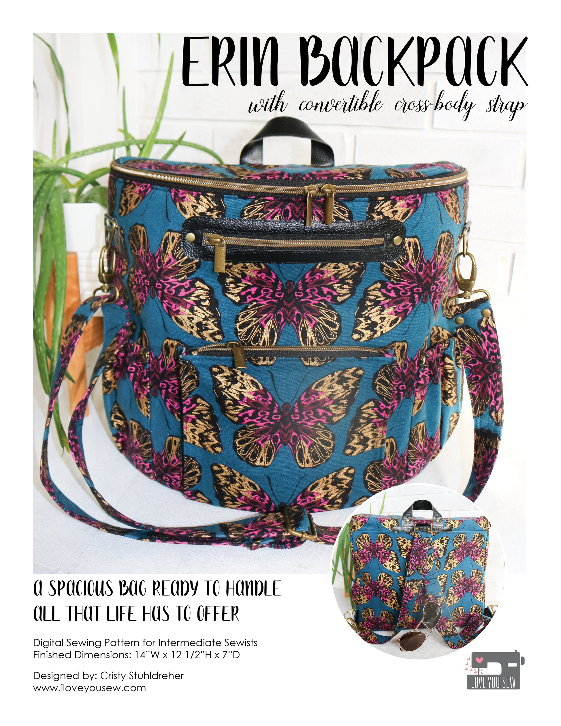 adult laptop backpack sewing Erin Backpack Digital Sewing Pattern – Love You Sew Patterns
